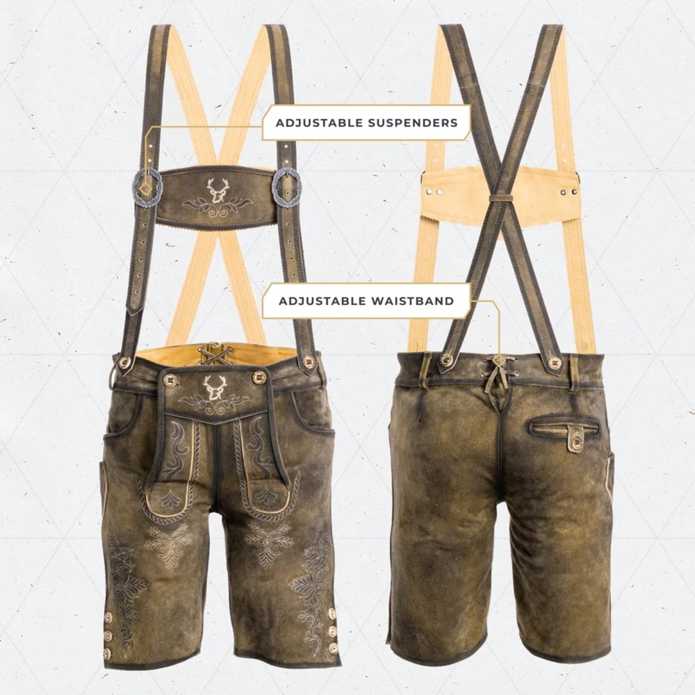 New Men’s Lederhosen Short Antique Waxed Brown